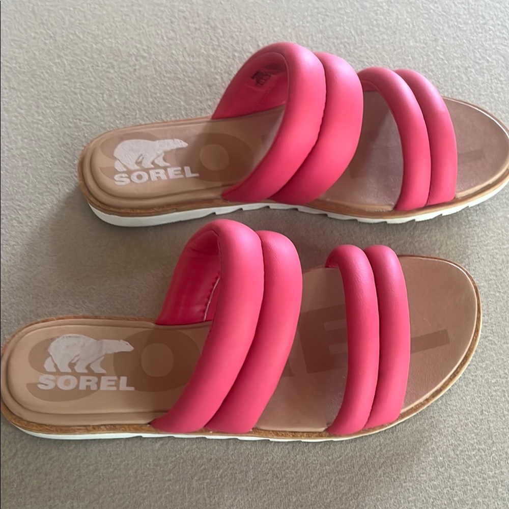 Sorel Pink Padded Strap Slide Sandals